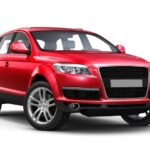 Red SUV isolated on white background